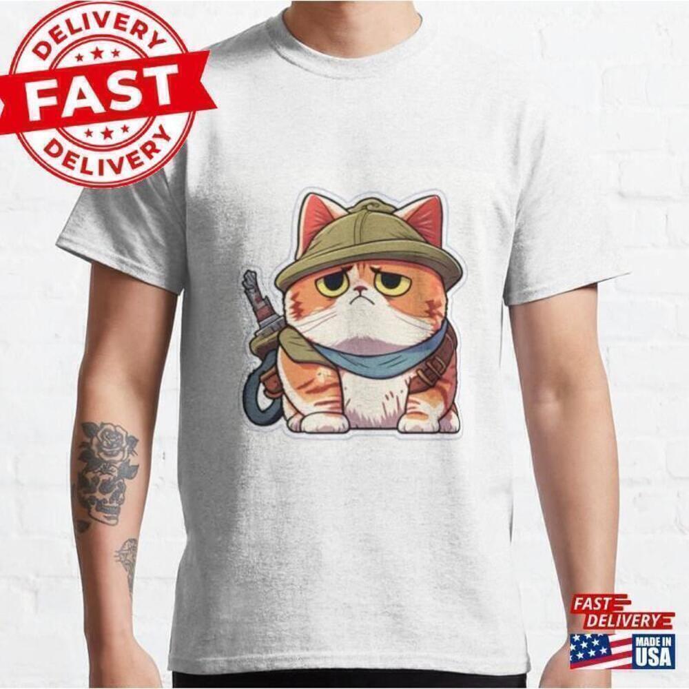 Sad Orange Cat Blue Scarf Cute Aesthetic Graphic Unisex T-Shirt